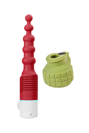 Male Grenade Vibrator with Grip and Anal Thrusting Dildo for Men