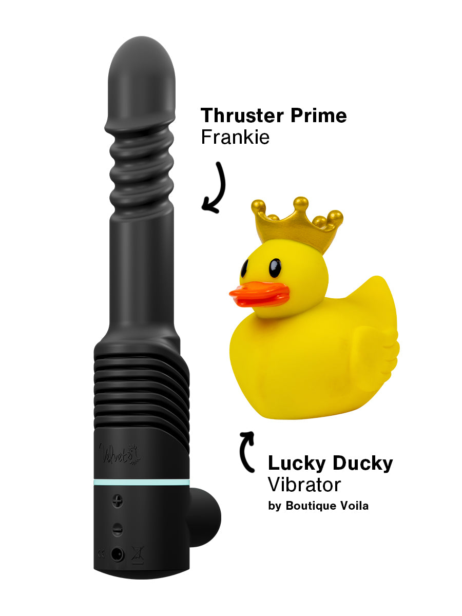 Splash Zone Thrusting Dildo and Ducky Bullet Vibrator for Women The Thruster Splash Zone Thrusting Dildo and Ducky Bullet Vibrator for Women The Thruster